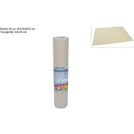 TrAdE Shop Traesio - Set 20 Pezzi Tovagliette Tovaglie A Strappo Runner Tnt Rullo 30 X 40 Cm Beige -