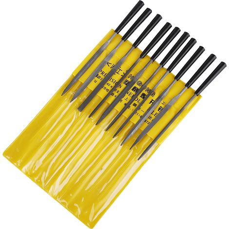 Gehrungfeilen-Set mit Kunststoffgriff, professionelles 10-teiliges Set, T12-Stahl, Ø 3 mm, zum Schnitzen, Polieren und für filigrane Formarbeiten (1/3)