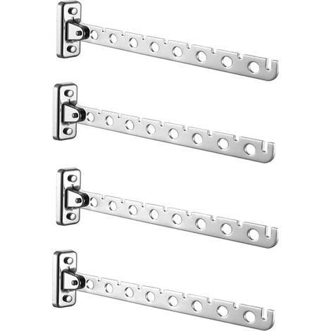 Wandaufhänger-Halter, 4er-Set, faltbarer Wand-Wäscheständer aus Edelstahl, zusammenklappbarer Wand-Wäschetrockner, Wandaufhänger für Kleidung, faltbarer Wand-Trockenständer, Hakenaufhänger für Schlafz (1/5)