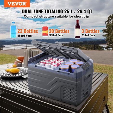 Réfrigérateur Portable à Compression 25 L, Mini Frigo de Voiture Double Zone, -20 °C à 20 °C Température Réglable, Glacière 12/24 V… (1/5)