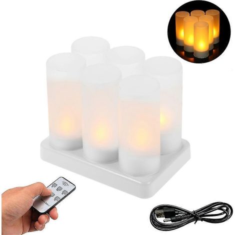 Velas LED sin llama, velas recargables, velas LED de té inalámbricas, velas navideñas LED, velas de cera LED con estación de carga. (1/5)