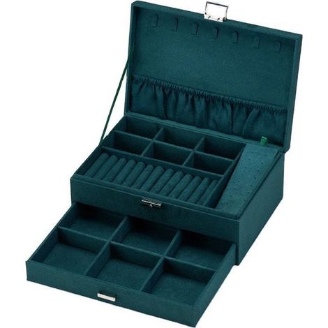 Boîte à Bijoux, Coffre à Bijoux, Présentoir, à 2 Niveaux, avec 1 tiroir et 1 clé, pour bagues, Montres, Colliers, Boucles d'oreilles, idée Cadeau (1/5)
