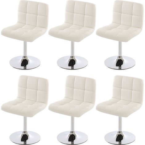 [NON UTILIZZATO] Set 6x sedie lounge girevole elegante imbottita Kavala ecopelle 44x43x76cm bianco