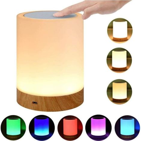 Lampe de chevet LED, lampe de table d\\'atmosphère dimmable tactile pour salon chambre (1/5)