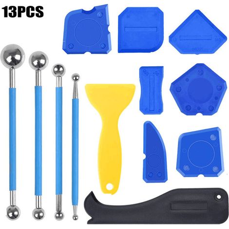Green Mobility-13 Pieces Finition de Joints Silicone et Lisseurs de Joints Outils d'étanchéité à Cadres, Kit d'Outil de Scellage et de Calfeutrage pour Salle de Bain Cuisine (1/5)