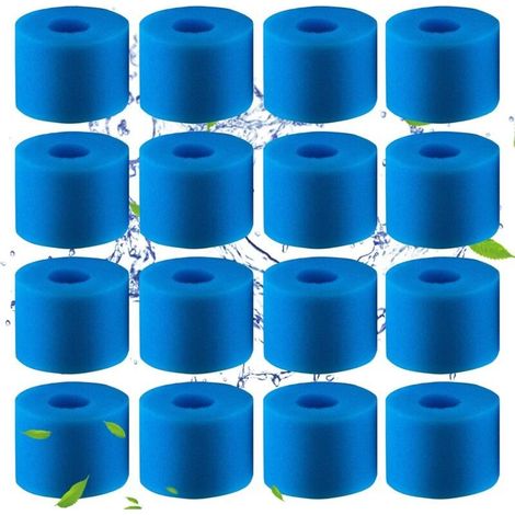Lot de 16 Filtres en Mousse Réutilisables Type S1 pour Piscine Intex et Spa, Éponges de Filtration Lavables, Accessoires de Nettoyage (1/4)