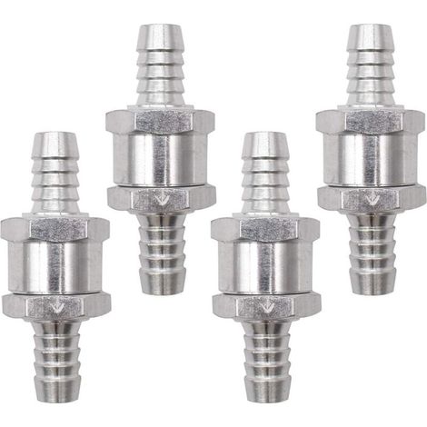 Clapet Anti-Retour, 4 Pièces Argent Anti-Retour Valve avec Flèche Non Retour Clapet en Alliage pour Carburateur Low Systèmes de carburant Sous Pression Voiture (10mm) (1/4)