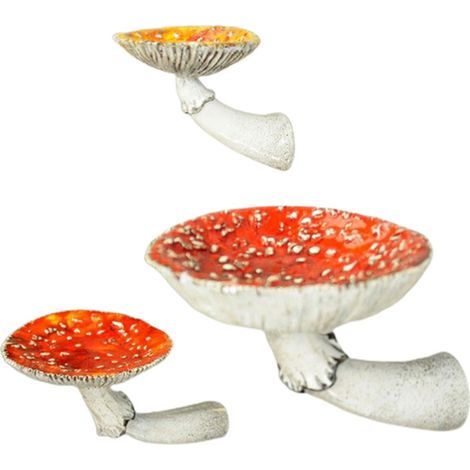 Mushroom-shaped resin wall shelf, 3 pieces, whimsical floating handcrafted shelf, mounted on a bracket for bedroom and living room (1/5)