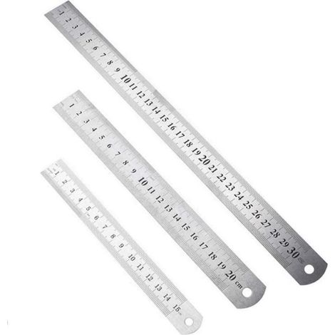 3 pcs Règle en Acier Inoxydable, Règle de Mesure en acier Inoxydable à échelle Double face, Différentes Tailles de Règle en Acier Inoxydable de Précision Robuste (1/5)