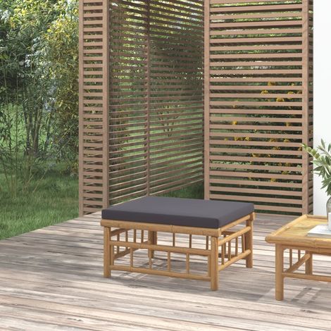 Repose-pieds de jardin/Tabouret Bas Terrasse avec coussin gris foncé bambou -BV53773 (1/5)