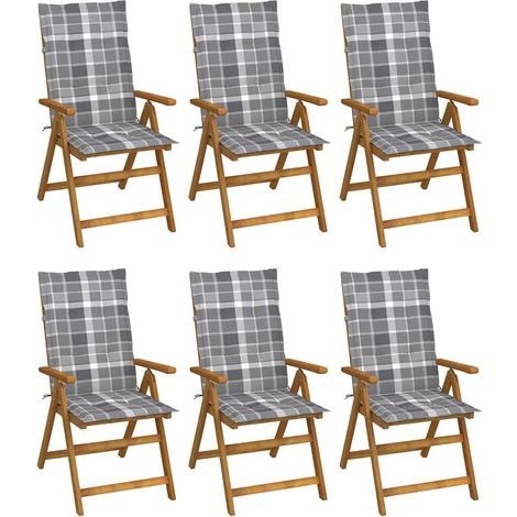 vidaXL Chaises pliantes 6 pièces avec coussins en bois d'acacia massif (1/5)