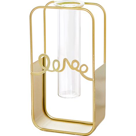 Vase hydroponique rectangulaire Doré Design créatif en fer forgé pour bureau salon décoration intérieure moderne élégant (1/5)