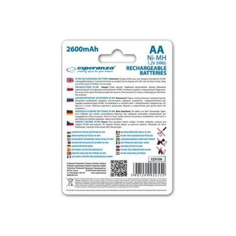 Pack de 4 piles Ni-MH AA 2600 mAh Esperanza EZA106 (1/2)