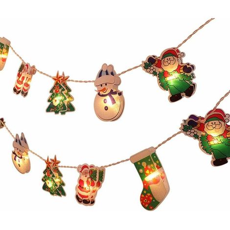 Arbre de Noël Décoration Lumières Père Noël Guirlande Lumineuse 2,5 Mètres 20 Bonhomme De Neige Lumière à Piles (télécommande) (1/4)