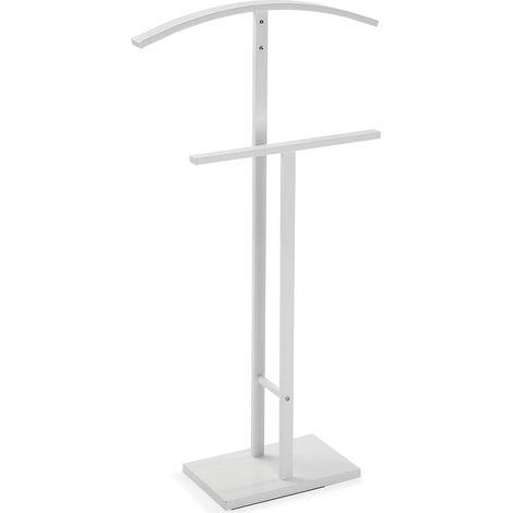 Valet de Nuit Multifonctionnel avec 2 Perchoirs Penderie pour Vêtements Homme ou Femme Valet de Chambre, Dimensions (H x l x L) 100 x 20 x 52 cm, Acier, Couleur: Blanc