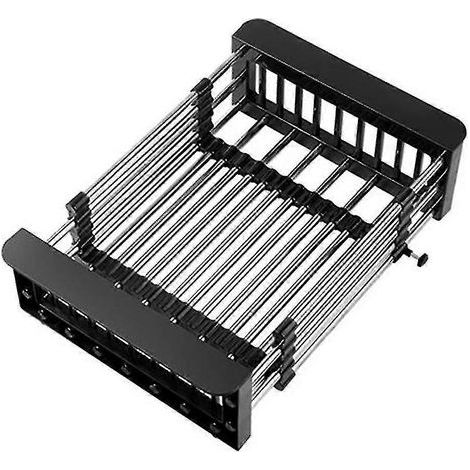 Adjustable stainless steel dish drainer for sink, dish rack, kitchen sink storage drainer. (1/5)