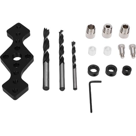 Kit de gabarit de chevilles, Guide de perçage de trous droits à centrage automatique avec 3 forets pour le travail du bois