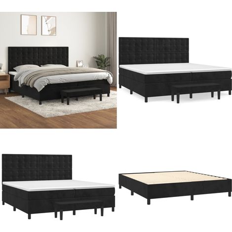 Boxspringbett mit Matratze Schwarz 200x200 cm Samt - Matratze - Samt (1/5)