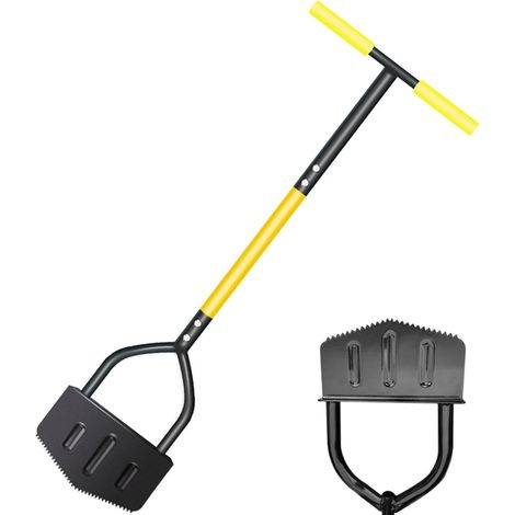 Délimitateur de Pelouse Outil Manuel de Bordure Crénelée pour Gazon Manche Ergonomique Bêche Acier, Racloir pour Nettoyage Pelouse Massifs Escaliers Aménagement Extérieur (1/5)