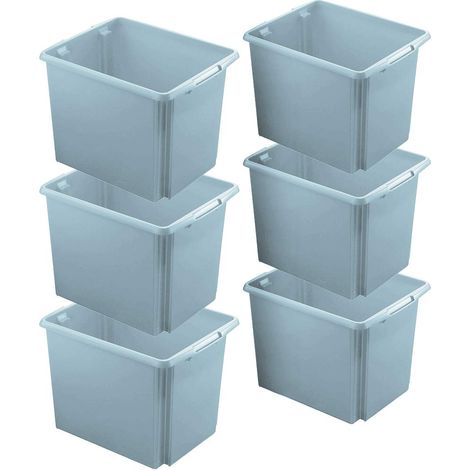 BRB 6X Boîte de Rangement empilable empilable 45 l Polypropylène Gris 455 x 360 x 360 mm
