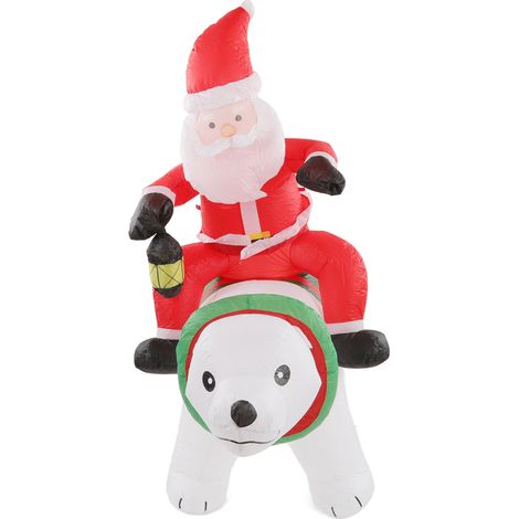 Ours en peluche gonflable Père Noël, étanche et résistant à la décoloration, avec éclairage LED, décoration de Noël pour pelouse, jardin et cour, prise UE 100-240 V (1/5)