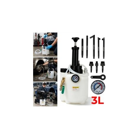 Ortviai – 3-Liter-Getriebeöl-Befüllpumpe, manuell – Druckpumpe mit Manometer, Sicherheitsüberdruckkappe und 8 Aluminium-Adaptern – kompatibel mit ATF, Motoröl und Kühlflüssigkeit (1/5)