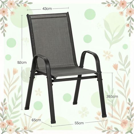 Chaise de jardin en métal gris avec accoudoirs 55 x 65 x 92 cm HOMAIRE (1/5)