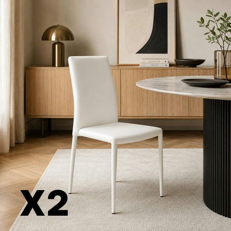 Chaise de salle à manger blanche moderne (lot de 2) LORA (1/5)