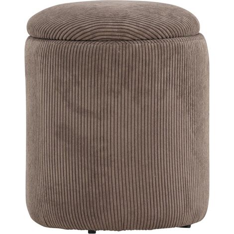 Pouf Coffre en Velours Côtelé "Limpen" 40cm Marron (1/5)