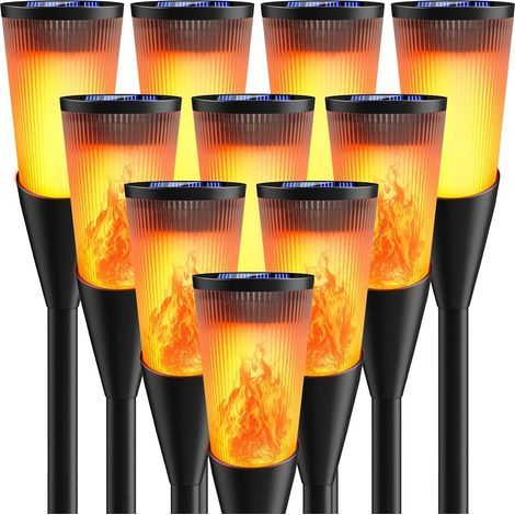 Lumières Flamme Solaire Exterieure, 10 Pièces 12 LED Lampe Solaire Flamme IP65 Étanche, 2 Modes Lampe Torche Solaire avec Flammes Réalistes pour Décor, Jardin, Patio, Chemins, Pelouse (1/5)