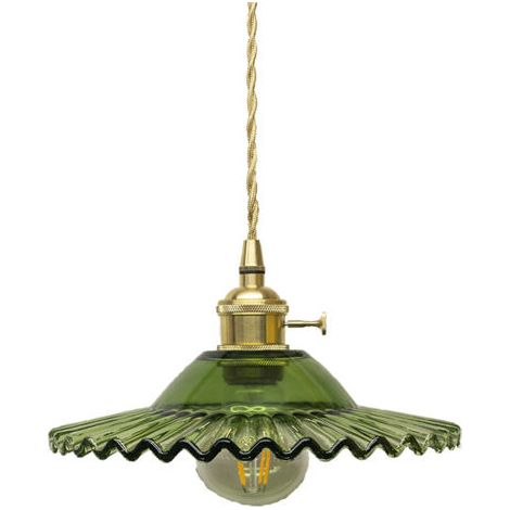 Green Mobility-Suspension vintage en verre Ø22cm – Style rétro nordique – Culot E27 – Tension AC 110-240V – Éclairage down light – Installation murale (1/5)