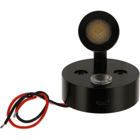 Lampe de lecture intérieure pour camping-car avec variateur et port de chargement USB, compatible avec les caravanes, les cabines et les remorques (12-24 V CC, RV235, tricolore noir). (1/5)