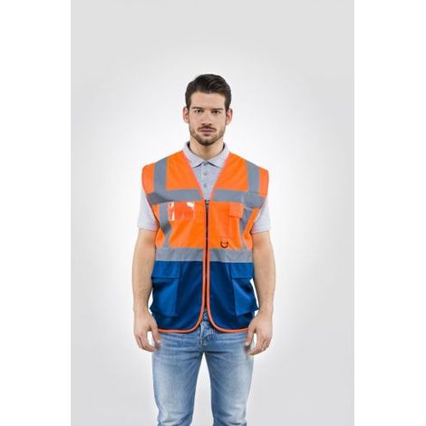 GILET ALTA VISIBILIT ARANCIO/BLU LASER TG.XXL