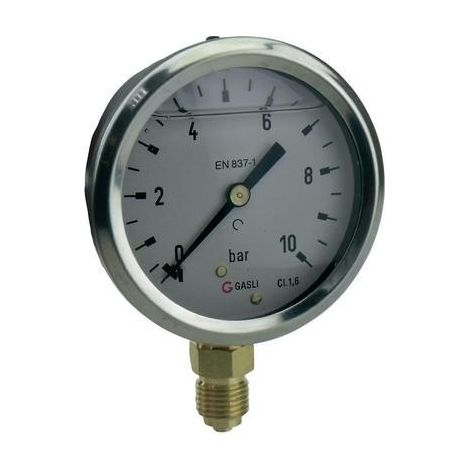 Ich 63R10.MGE Manómetro con baño de glicerina 63 mm