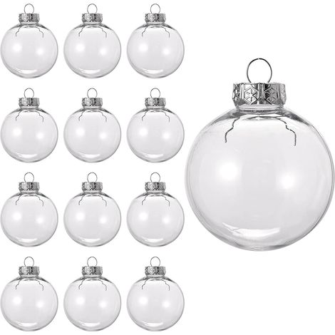 Boules de Noël Transparentes à Remplir & Décorer Ornement Sapin Suspendre Personnalisé Déco DIY 6cm (1/5)