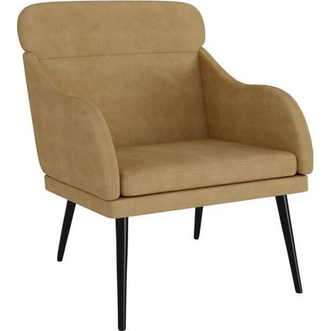 Fauteuil marron, dimensions 63x76x80 cm, en velours. (1/5)