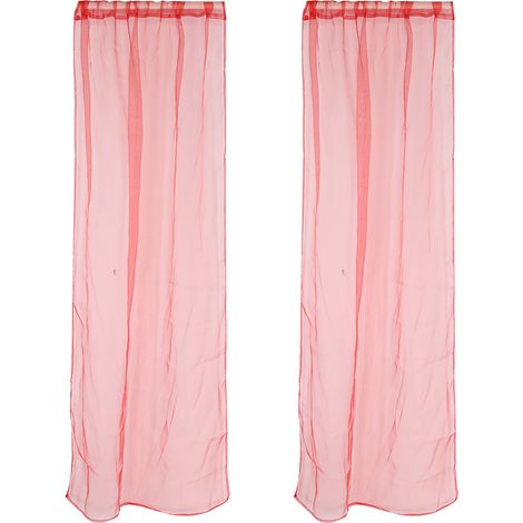 Rideau transparent à œillets pour fenêtre, chambre, balcon, rideau de fenêtre (rouge) (1/5)
