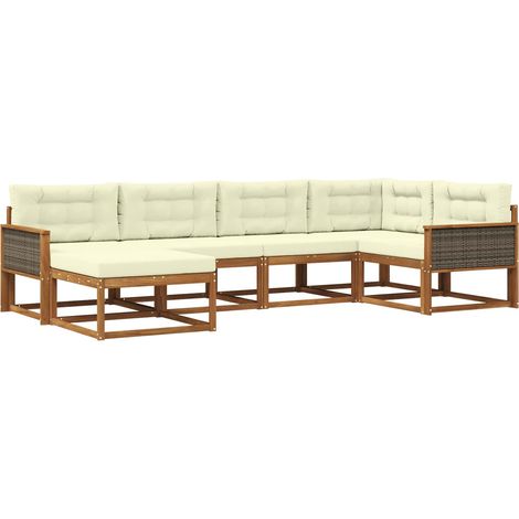 Outdoor-Sofagarnitur 6 pcs Natur und Creme vidaXL
