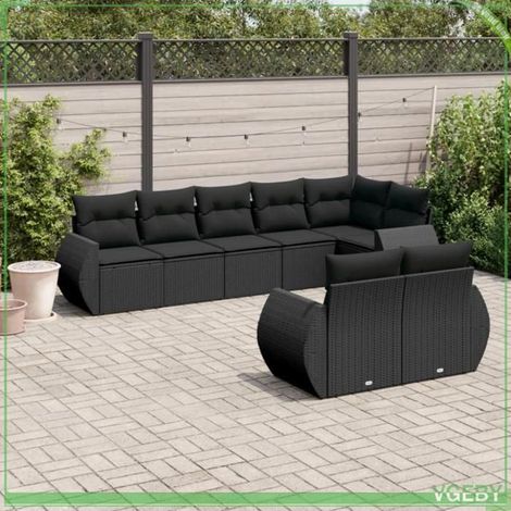 Salon de jardin - 3253952 - 8 pcs - résine tressée noir - rangement avec sac étanche (1/3)