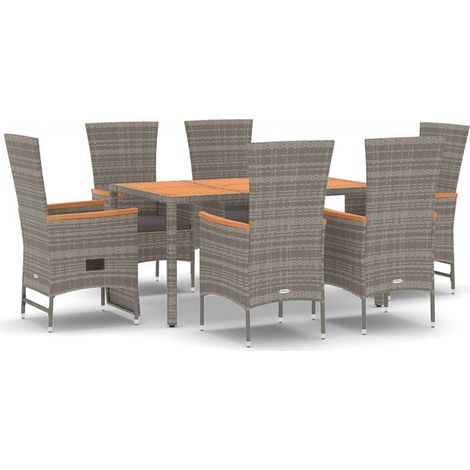 Maison Exclusive - Set da Pranzo da Giardino 7 pz con Cuscini in Polyrattan Grigio