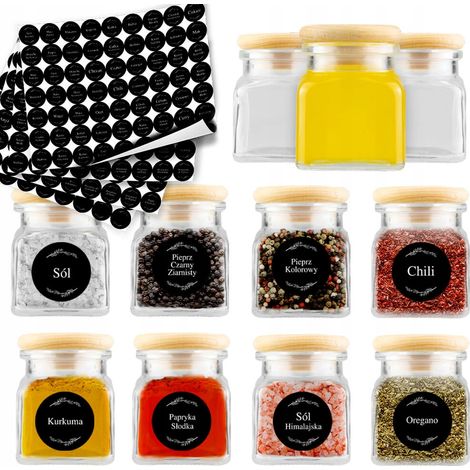 20 barattoli per spezie, erbe, tè, miele, 120 ml + 252 etichette adesive (1/5)