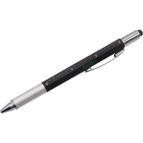 Bolígrafo 5 en 1, regla, nivel, mini destornillador x 2, goma capacitiva. ø10 x 145 mm
