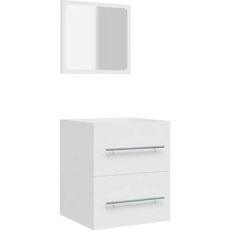 Mobiletto da bagno a parete con specchio 41 x 38,5 x 48 cm pratico ed elegante realizzato in legno composito bianco 020047828