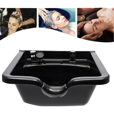 Lavabo para champú, material ABS, dimensiones 55,55025 cm, montaje en pared y silla, manguera flexible de 1 m, desagüe emergente. (1/5)