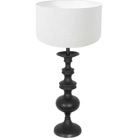 Lámpara de mesa - negro - Lyons - madera textil - Ø 40cm - E27 -