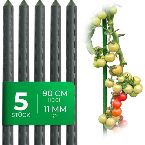 5 tuteurs pour plantes 90 cm vert tube 11 mm plastifié