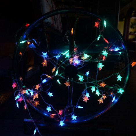 Guirlande Lumineuse Étoiles - 20 LED - 3 M - Alimentation Piles AA - Pour Décoration Fête Mariage Noël - Blanc Chaud (1/5)