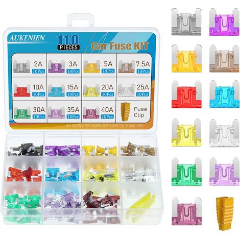 Car Fuses Micro Set 11 Values 110 Pieces 2A 3A 5A 7.5A 10A 15A 20A 25A 30A 35A 40A Car Fuses Small Fuses for Auto Motorcycle Accessory Fuse Flat Blade Scooter and Clip (1/5)