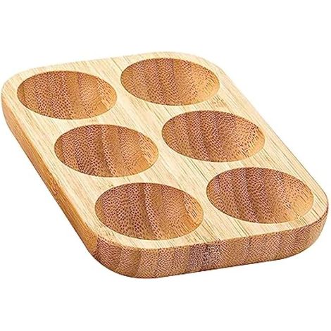 Plateau à œufs en Bois, Boîte à œufs Frigo 6 Grilles, Porte-Oeufs Rangement œufs Frigo, Support Oeuf pour Réfrigérateur, Congélateur, Cuisine 15x9.9x1.9cm (1/5)