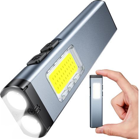 Torcia LED ricaricabile ISEYOU, mini torcia EDC da 800 lm con base magnetica, clip e allarme acustico, doppia sorgente luminosa con 7 modalità per campeggio, escursionismo e altro ancora. (1/5)